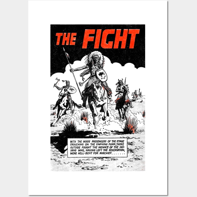 The Fight American Indians Running on Horseback Buffalo Bill Western Robbery Cowboy Retro Comic Wall Art by REVISTANGO